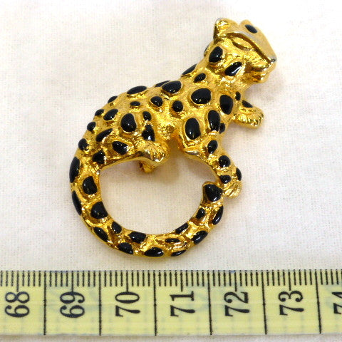 Gold Cheetah Enamel Brooch