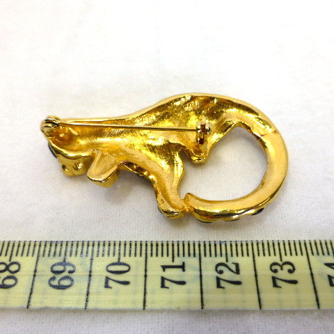 Gold Cheetah Enamel Brooch