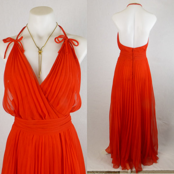 Susan Peters Red Pleated Gown. Size 8