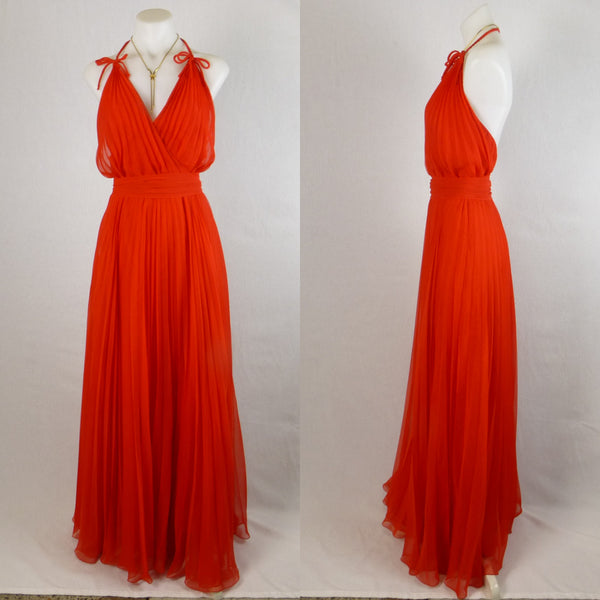 Susan Peters Red Pleated Gown. Size 8
