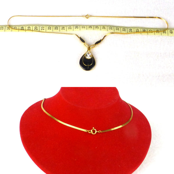 Trifari Black and Gold Diamanté Necklace