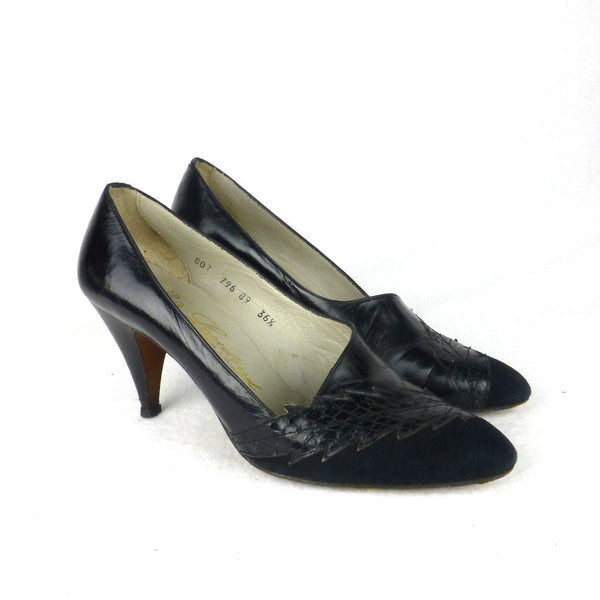 Lucalsax Black Pumps with Suede Toe. Size 6