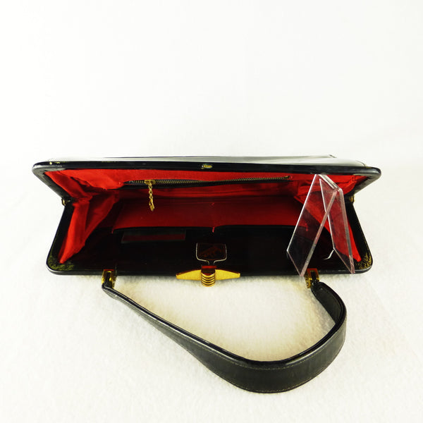 Goldex Patent Black Handbag
