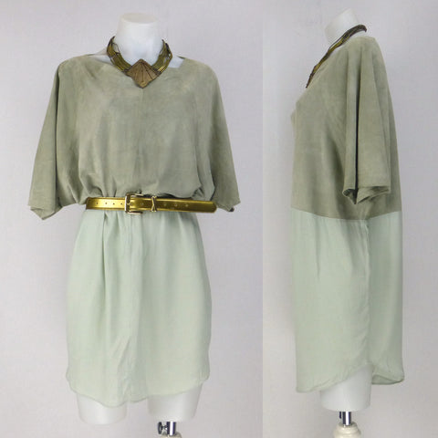 Shakuhachi Neutral Suede Tunic Dress. Size 12
