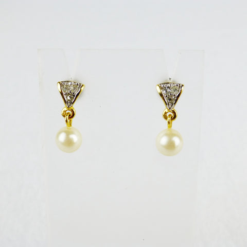 Gold-tone Faux Pearl Drop Earrings