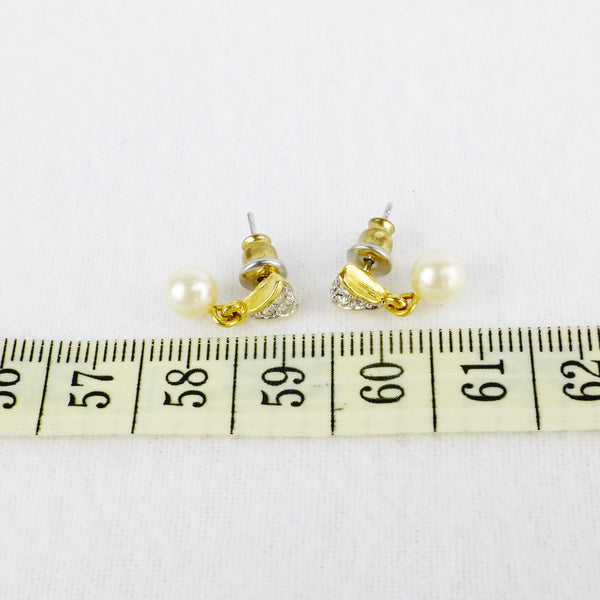 Gold-tone Faux Pearl Drop Earrings