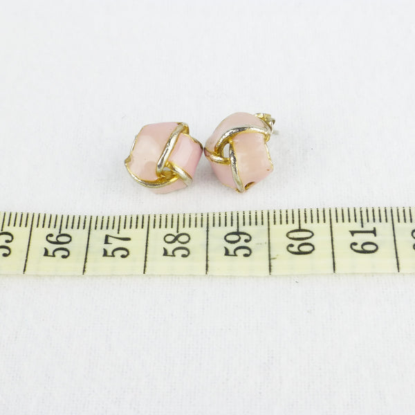 Pink Enamel Knot Earrings