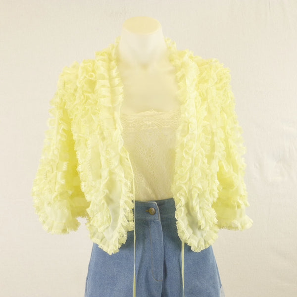 Yellow frilled Bed Jacket. Sz S