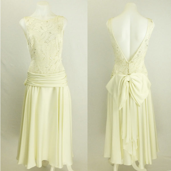 Prue Acton White Deco-Style Dress. Sz S/M
