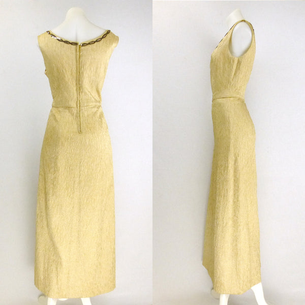 Gold Lurex Sequin Ball Gown. Sz M/L