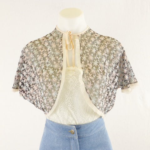 Floral Embroidered Lace Bolero. Size S