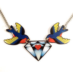 Swallow and Diamond Necklace